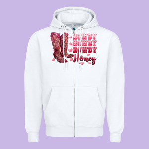 Howdy Howdy Howdy Honey With Cowgirl Boots Zipper Hoodie Designed By Ranaportraitstore
