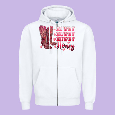 Howdy Howdy Howdy Honey With Cowgirl Boots Zipper Hoodie Designed By Ranaportraitstore