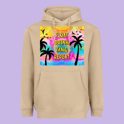 Float Drink Tan & Repeat Heavyweight Hoodie Designed By Tumblerdesignbyshophia