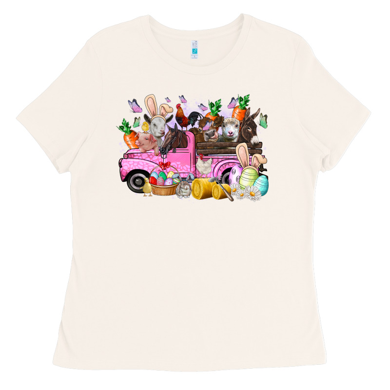 Easter Day Farm Animals Truck Ladies Tee by RacoonDesign | Teevron
