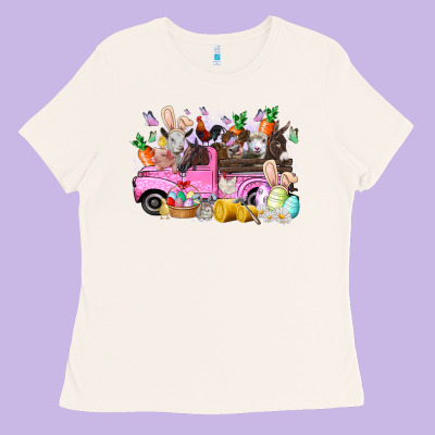 Easter Day Farm Animals Truck Ladies Tee Designed By Racoondesign