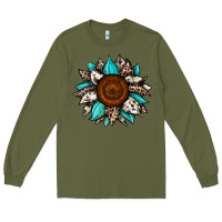 Army Green sunflower cowhide Long Sleeve Tee - JahusDesignShop