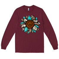 Burgundy sunflower cowhide Long Sleeve Tee - JahusDesignShop