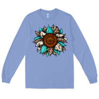 Colony Blue sunflower cowhide Long Sleeve Tee - JahusDesignShop