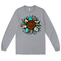 Heather Grey sunflower cowhide Long Sleeve Tee - JahusDesignShop