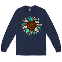 Navy sunflower cowhide Long Sleeve Tee - JahusDesignShop