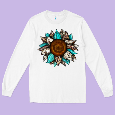 Sunflower Cowhide Long Sleeve Tee Designed By Jahusdesignshop