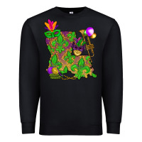 Black Louisiana Map Mardi Gras Premium Sweatshirt - HowdyJamesFarm