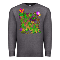 Charcoal Heather Louisiana Map Mardi Gras Premium Sweatshirt - HowdyJamesFarm
