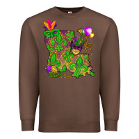 Chestnut Louisiana Map Mardi Gras Premium Sweatshirt - HowdyJamesFarm