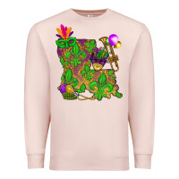 Pale Pink Louisiana Map Mardi Gras Premium Sweatshirt - HowdyJamesFarm