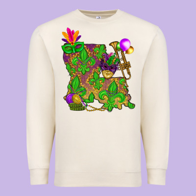 Louisiana Map Mardi Gras Premium Sweatshirt Designed By Howdyjamesfarm