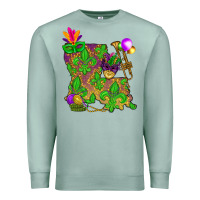 Seafoam Louisiana Map Mardi Gras Premium Sweatshirt - HowdyJamesFarm