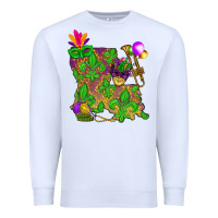 White Louisiana Map Mardi Gras Premium Sweatshirt - HowdyJamesFarm