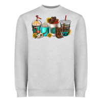 Heather Grey western coffee cups Heavyweight Sweatshirt - NancyCooperArtShop