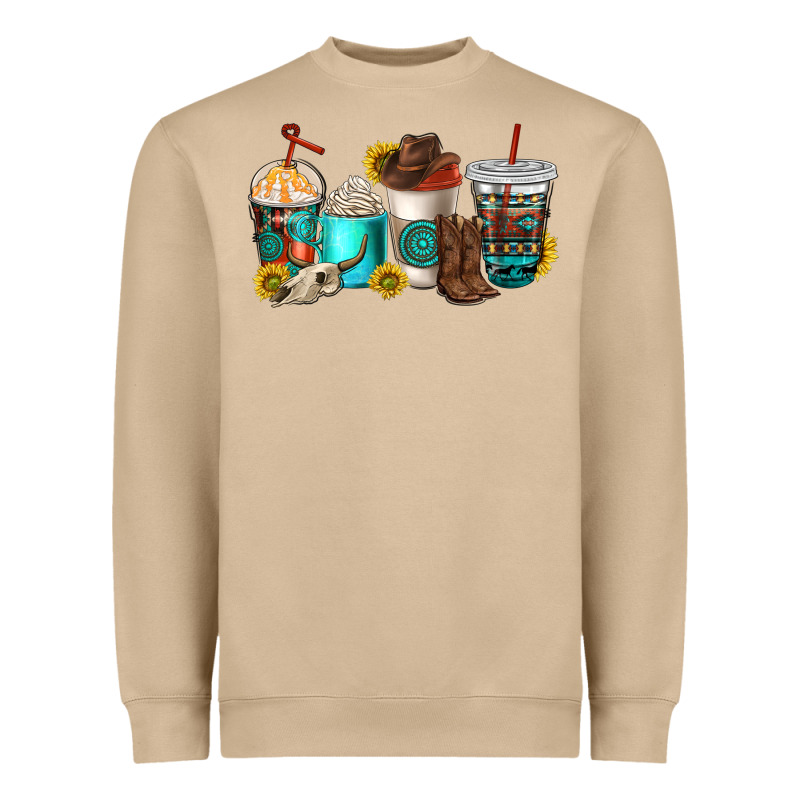 Western Coffee Cups Heavyweight Sweatshirt by NancyCooperArtShop | Teevron