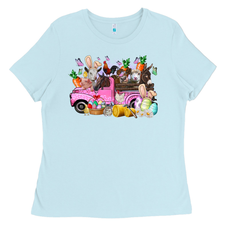 Easter Day Farm Animals Truck Ladies Tee by RacoonDesign | Teevron