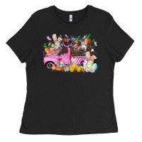 Black easter day farm animals truck Ladies Tee - RacoonDesign