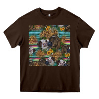 Chocolate Brown western two cute heifers seamless pattern Heavy Core Tee - HRA Design Shop