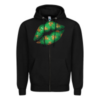 Black St. Patricks Day Green Lips Zipper Hoodie - Bettercallsaul