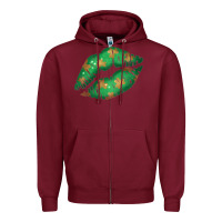 St. Patricks Day Green Lips Zipper Hoodie | Teevron