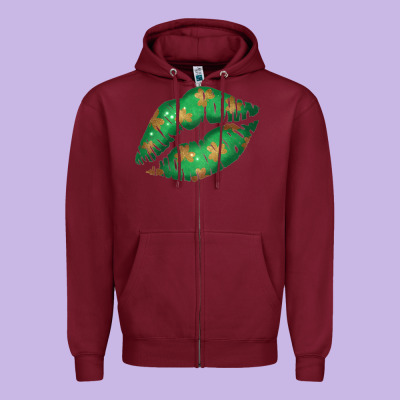 St. Patricks Day Green Lips Zipper Hoodie Designed By Bettercallsaul