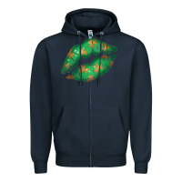 Navy St. Patricks Day Green Lips Zipper Hoodie - Bettercallsaul