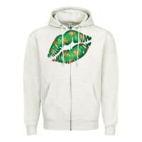 Oatmeal Heather St. Patricks Day Green Lips Zipper Hoodie - Bettercallsaul