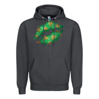 Smoke St. Patricks Day Green Lips Zipper Hoodie - Bettercallsaul