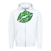 White St. Patricks Day Green Lips Zipper Hoodie - Bettercallsaul