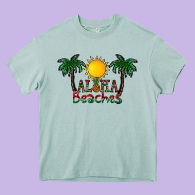 Aloha Beaches Heavy Core Tee Designed By Cowhidedigitalart