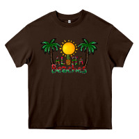 Chocolate Brown aloha beaches Heavy Core Tee - CowhideDigitalArt