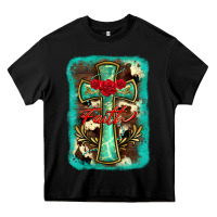 Black cross faith background Heavy Core Tee - BarkalooDesign