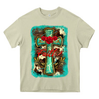 Mossy cross faith background Heavy Core Tee - BarkalooDesign