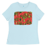 Baby Blue watermelon leopard pattern background Ladies Tee - HRA Design Shop
