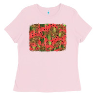 Bubblegum Pink watermelon leopard pattern background Ladies Tee - HRA Design Shop