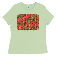 Matcha watermelon leopard pattern background Ladies Tee - HRA Design Shop
