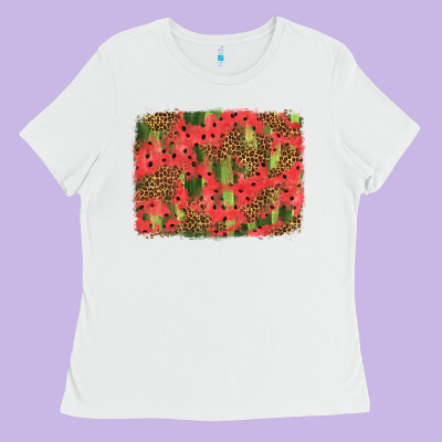 Watermelon Leopard Pattern Background Ladies Tee Designed By Hra Design Shop