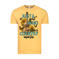 Vintage Mustard just a girl who loves country music Vintage Tee - MaliasSmallBusiness