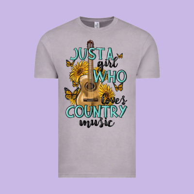 Just A Girl Who Loves Country Music Vintage Tee Designed By Maliassmallbusiness