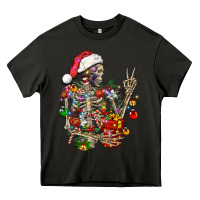 Asphalt Christmas lights and skeleton Heavy Core Tee - FaDigitalArtStudio