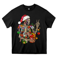 Black Christmas lights and skeleton Heavy Core Tee - FaDigitalArtStudio