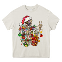 Cream Christmas lights and skeleton Heavy Core Tee - FaDigitalArtStudio