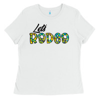 White let's rodeo Ladies Tee - CowhideDigitalArt