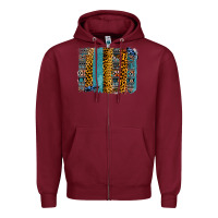 Burgundy Aztec Leopard Glitter Brushstrokes Zipper Hoodie - Bettercallsaul