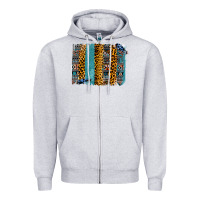Heather Grey Aztec Leopard Glitter Brushstrokes Zipper Hoodie - Bettercallsaul