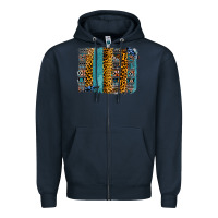 Navy Aztec Leopard Glitter Brushstrokes Zipper Hoodie - Bettercallsaul