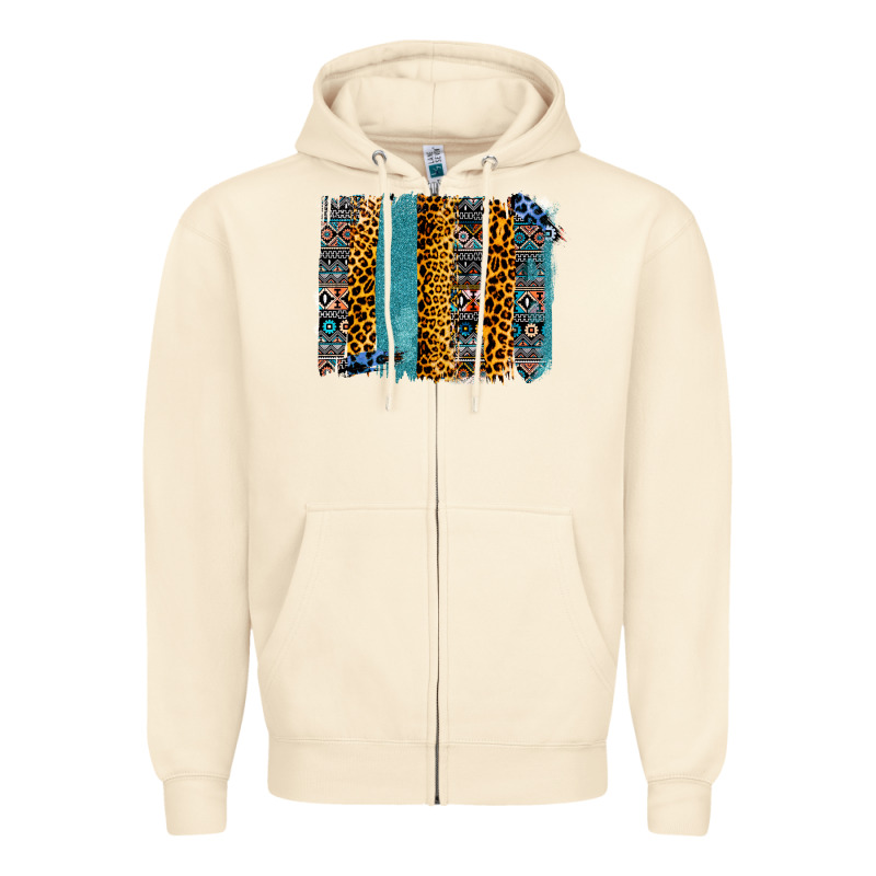 Aztec Leopard Glitter Brushstrokes Zipper Hoodie by Bettercallsaul | Teevron