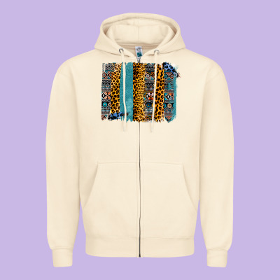 Aztec Leopard Glitter Brushstrokes Zipper Hoodie Designed By Bettercallsaul