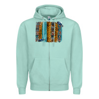 Seafoam Aztec Leopard Glitter Brushstrokes Zipper Hoodie - Bettercallsaul